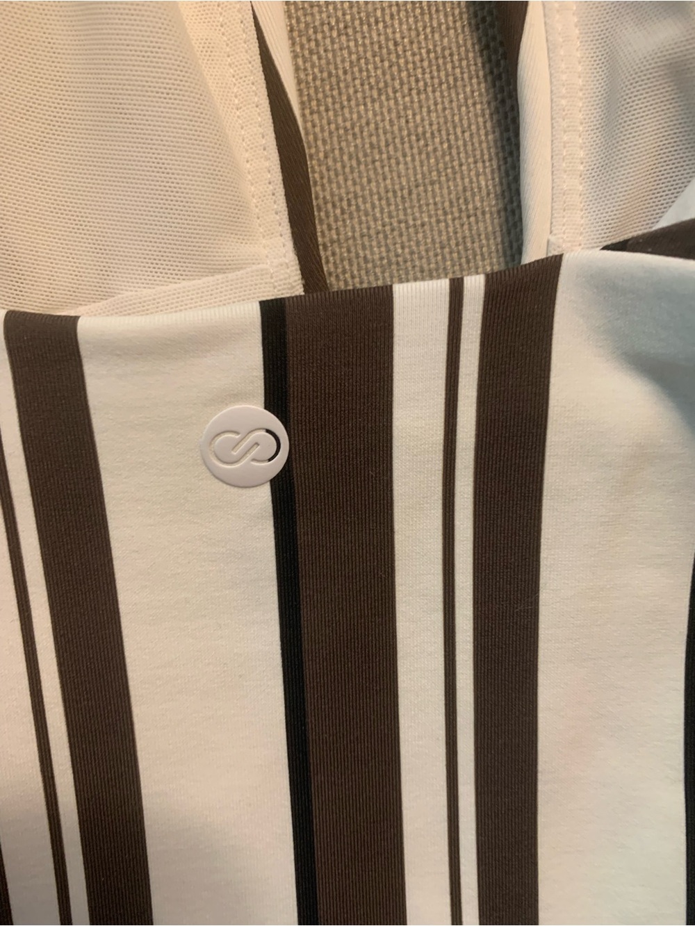 CALIA by Carrie Underwood Brown and White Striped Halter Swimsuit - Picture 3 of 5
